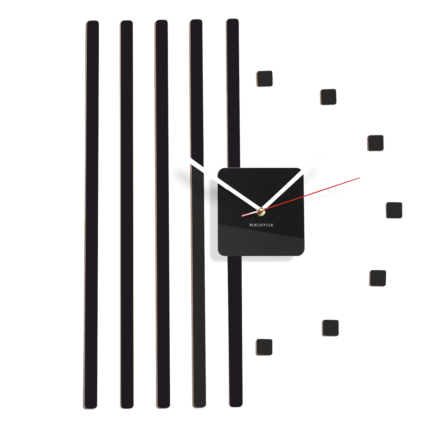 E-shop Nástenné akrylové hodiny štvorce Flex z10b, 58 cm, čierne