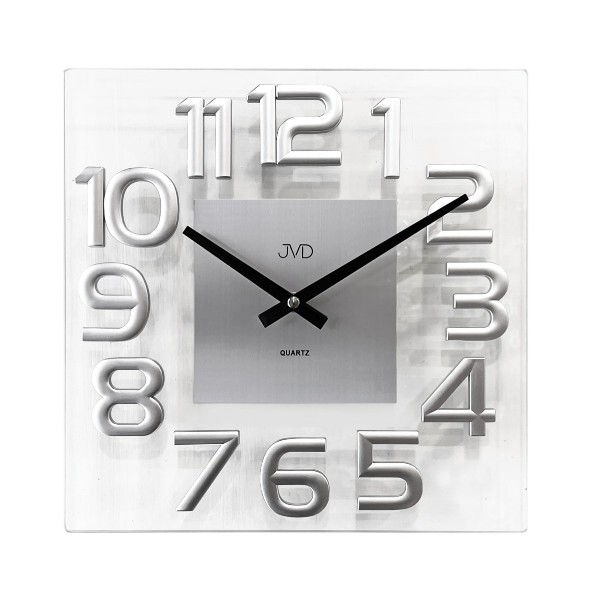 E-shop Nástenné sklenené hodiny JVD HT110.1, 32cm strieborná