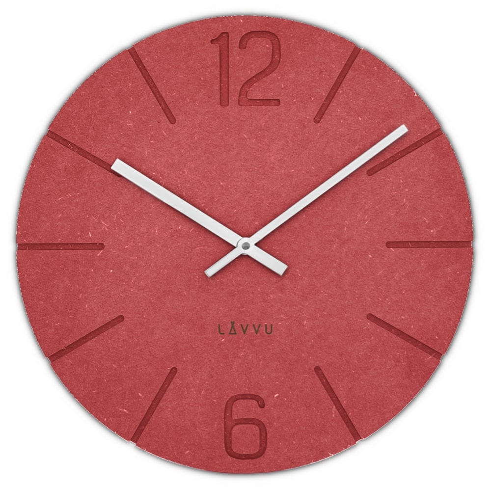 E-shop Drevené hodiny LAVVU Natur LCT5023, červena 34cm