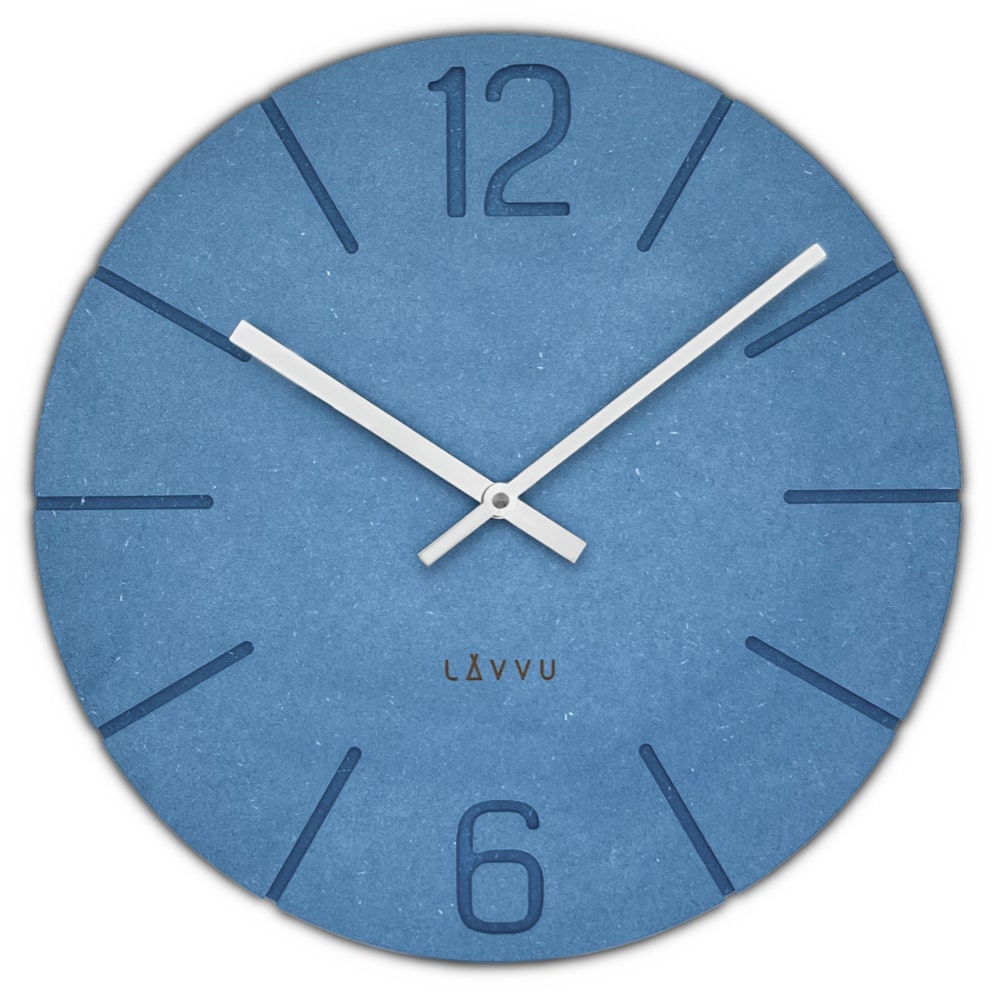 E-shop Drevené hodiny LAVVU Natur LCT5022, modra 34cm