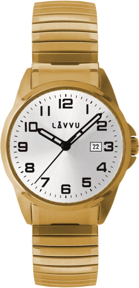 E-shop Pánske hodinky s naťahovacím remienkom Lavvu 0025, Stockholm Big Gold
