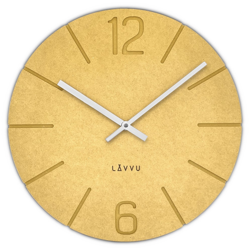 E-shop Drevené hodiny LAVVU Natur LCT5026, žlta 34cm