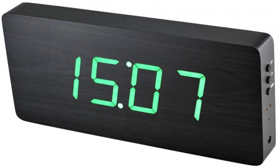 Digitálny LED budík/ hodiny MPM s dátumom a teplomerom 3672.90, green led, 25cm